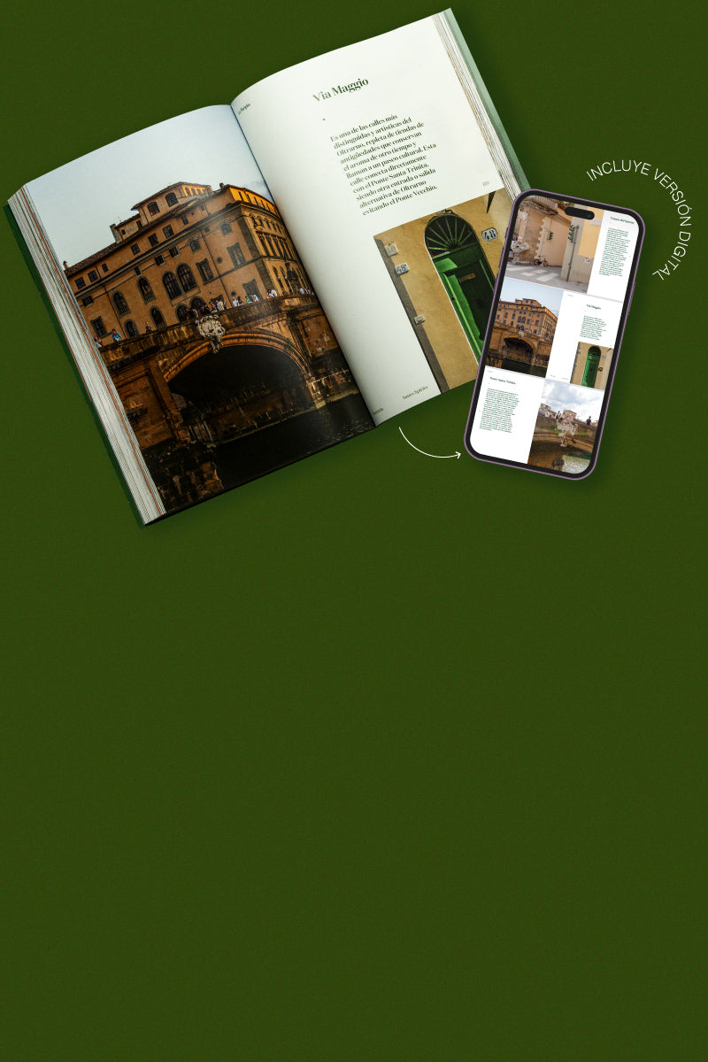 Banner con una guía de viaje impresa abierta junto a un móvil que muestra la versión digital. Sobre fondo verde aparecen los textos ‘Doble guía para empezar la temporada’, ‘Guía impresa + guía digital de regalo’ y un botón con la frase ‘Siempre actualizada’.”