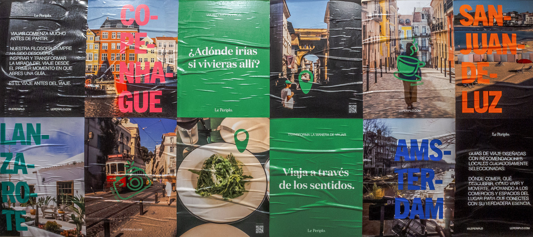 Instalación Le Periplo de Poster guerrilla con ideas y la filosofía de la marca